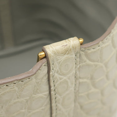 エルメス HERMES ピコタンロック PM ベトン アリゲーターマット ハンドバッグ ゴールド金具 ベージュ