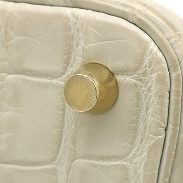 エルメス HERMES ピコタンロック PM ベトン アリゲーターマット ハンドバッグ ゴールド金具 ベージュ