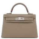 エルメス HERMES ミニケリードゥ 外縫い エトゥープ ヴォーエプソン 2WAYバッグ シルバー金具 新品 未使用 グレージュ ショルダー