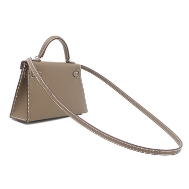 エルメス HERMES ミニケリードゥ 外縫い エトゥープ ヴォーエプソン 2WAYバッグ シルバー金具 新品 未使用 グレージュ ショルダー
