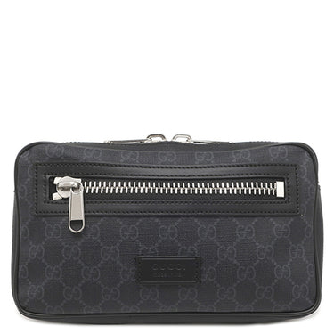グッチ GUCCI ソフト ベルトバッグ 474293 ブラック GGスプリームキャンバス ボディバッグ シルバー金具 ウェブライン ウエストバッグ