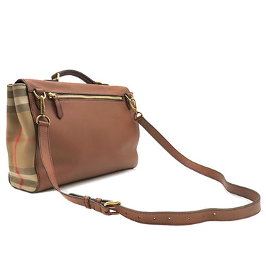 バーバリー BURBERRY ビジネスバッグ ブラウン×ベージュ レザー コットンキャンバス 2WAYバッグ ゴールド金具 ブリーフケース 書類かばん ショルダーバッグ