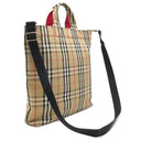 バーバリー BURBERRY ヴィンテージチェック トート 8017740 アーカイブベージュ コットン 2WAYバッグ シルバー金具 黒 赤 ロゴ ショルダー