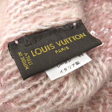 ルイヴィトン LOUIS VUITTON スパンコールビーニー モノグラム 401910 ピンク ナイロン ウール コットン モヘア ニットキャップ モヘア混ニット帽
