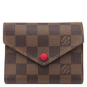 ルイヴィトン LOUIS VUITTON ポルトフォイユ ヴィクトリーヌ N41659 レッド ダミエキャンバス 三つ折り財布 赤 茶 コンパクトウォレット