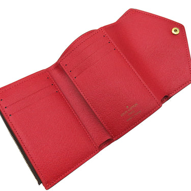 ルイヴィトン LOUIS VUITTON ポルトフォイユ ヴィクトリーヌ N41659 レッド ダミエキャンバス 三つ折り財布 赤 茶 コンパクトウォレット