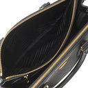 プラダ PRADA ガレリア サフィアーノ ラージバッグ 1BA274 ブラック レザー 2WAYバッグ シルバー金具 黒 ショルダー ハンドバッグ イニシャル刻印あり