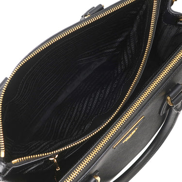 プラダ PRADA ガレリア サフィアーノ ラージバッグ 1BA274 ブラック レザー 2WAYバッグ シルバー金具 黒 ショルダー ハンドバッグ イニシャル刻印あり