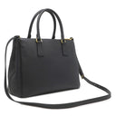 プラダ PRADA ガレリア サフィアーノ ラージバッグ 1BA274 ブラック レザー 2WAYバッグ シルバー金具 黒 ショルダー ハンドバッグ イニシャル刻印あり