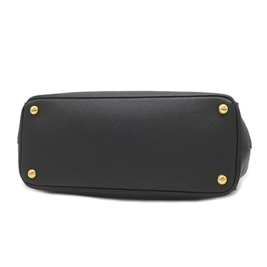プラダ PRADA ガレリア サフィアーノ ラージバッグ 1BA274 ブラック レザー 2WAYバッグ シルバー金具 黒 ショルダー ハンドバッグ イニシャル刻印あり