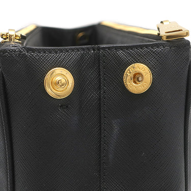 プラダ PRADA ガレリア サフィアーノ ラージバッグ 1BA274 ブラック レザー 2WAYバッグ シルバー金具 黒 ショルダー ハンドバッグ イニシャル刻印あり