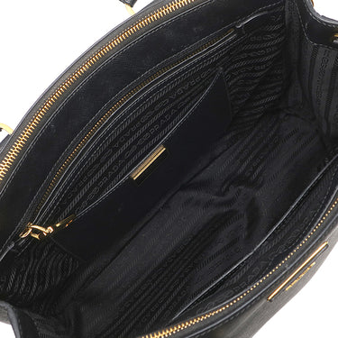 プラダ PRADA ガレリア サフィアーノ ラージバッグ 1BA274 ブラック レザー 2WAYバッグ シルバー金具 黒 ショルダー ハンドバッグ イニシャル刻印あり