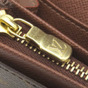 ルイヴィトン LOUIS VUITTON ポルトフォイユ トレゾール M61736 モノグラム モノグラムキャンバス 二つ折り財布 ゴールド金具 茶 L字ファスナー イニシャル刻印あり