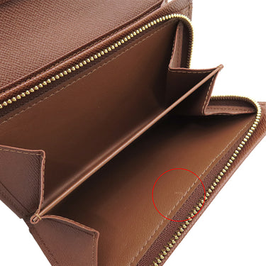 ルイヴィトン LOUIS VUITTON ポルトフォイユ トレゾール M61736 モノグラム モノグラムキャンバス 二つ折り財布 ゴールド金具 茶 L字ファスナー イニシャル刻印あり
