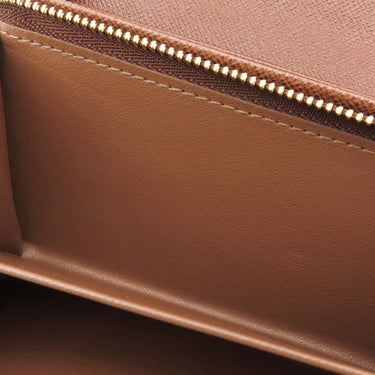 ルイヴィトン LOUIS VUITTON ポルトフォイユ トレゾール M61736 モノグラム モノグラムキャンバス 二つ折り財布 ゴールド金具 茶 L字ファスナー イニシャル刻印あり
