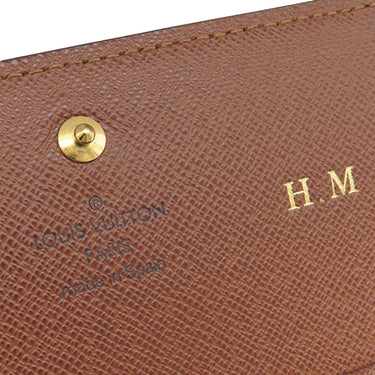 ルイヴィトン LOUIS VUITTON ポルトフォイユ トレゾール M61736 モノグラム モノグラムキャンバス 二つ折り財布 ゴールド金具 茶 L字ファスナー イニシャル刻印あり