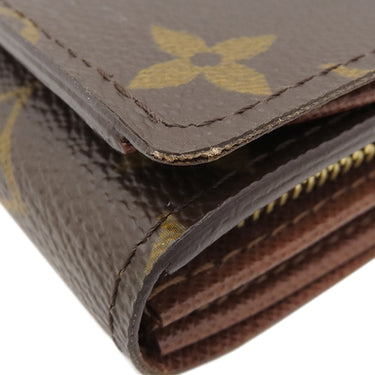 ルイヴィトン LOUIS VUITTON ポルトフォイユ トレゾール M61736 モノグラム モノグラムキャンバス 二つ折り財布 ゴールド金具 茶 L字ファスナー イニシャル刻印あり