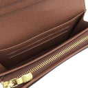 ルイヴィトン LOUIS VUITTON ポルトフォイユ トレゾール M61736 モノグラム モノグラムキャンバス 二つ折り財布 ゴールド金具 茶 L字ファスナー イニシャル刻印あり