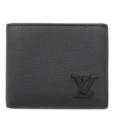 ルイヴィトン LOUIS VUITTON ポルトフォイユ マルコ M81742 ノワール レザー LVアエログラム 二つ折り財布 ブラック金具 黒