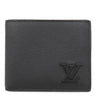 ルイヴィトン LOUIS VUITTON ポルトフォイユ マルコ M81742 ノワール レザー LVアエログラム 二つ折り財布 ブラック金具 黒