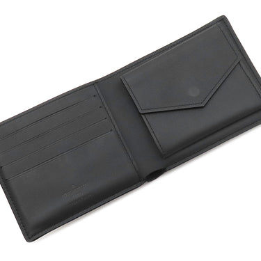 ルイヴィトン LOUIS VUITTON ポルトフォイユ マルコ M81742 ノワール レザー LVアエログラム 二つ折り財布 ブラック金具 黒