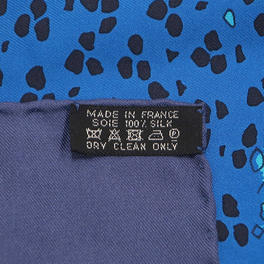 エルメス HERMES カレ90 CARRE ブルー×ネイビー×マルチカラー シルク スカーフ 【LES LEOPARDS/レオパード】