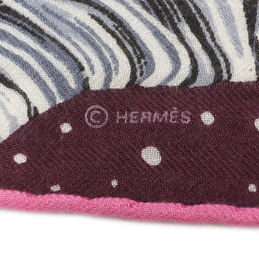 エルメス HERMES ショール カレ100 CARRE プルーン×グリス×ブルーグラシエ カシミヤ シルク ストール 【Awooooo/狼】 2018AW