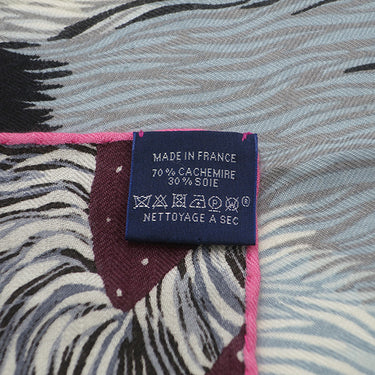 エルメス HERMES ショール カレ100 CARRE プルーン×グリス×ブルーグラシエ カシミヤ シルク ストール 【Awooooo/狼】 2018AW