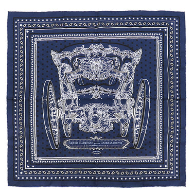 エルメス HERMES カレ55 CARRE ネイビー シルク スカーフ 【Grand Carrosse pour vn Ambassadeur/大使の偉大な運送】