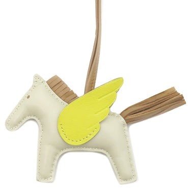 エルメス HERMES ロデオPM ペガサス クレ×ライム×チャイ アニョーミロ バッグチャーム オフホワイト 黄色 茶