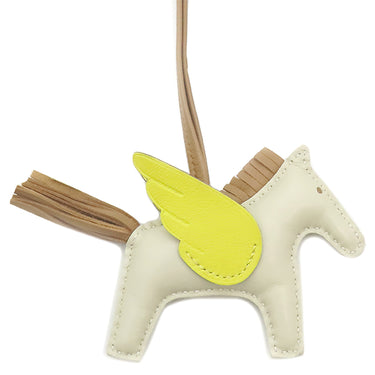 エルメス HERMES ロデオPM ペガサス クレ×ライム×チャイ アニョーミロ バッグチャーム オフホワイト 黄色 茶