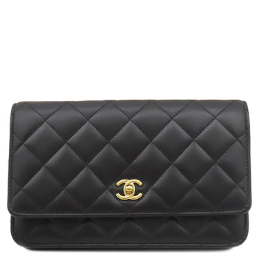 シャネル CHANEL マトラッセ チェーンウォレット ブラック ラムスキン チェーンウォレット ゴールド金具 黒 チェーンショルダー