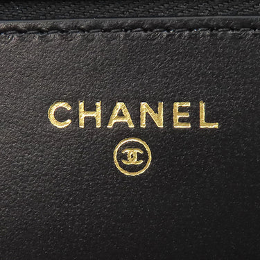 シャネル CHANEL マトラッセ チェーンウォレット ブラック ラムスキン チェーンウォレット ゴールド金具 黒 チェーンショルダー
