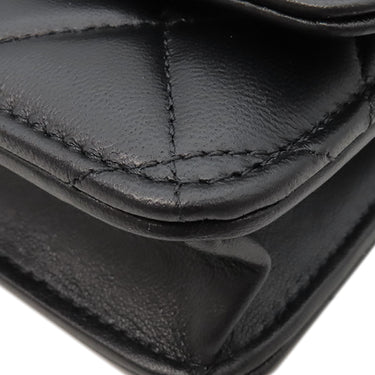 シャネル CHANEL マトラッセ チェーンウォレット ブラック ラムスキン チェーンウォレット ゴールド金具 黒 チェーンショルダー