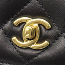 シャネル CHANEL マトラッセ チェーンウォレット ブラック ラムスキン チェーンウォレット ゴールド金具 黒 チェーンショルダー