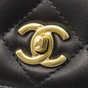 シャネル CHANEL マトラッセ チェーンウォレット ブラック ラムスキン チェーンウォレット ゴールド金具 黒 チェーンショルダー