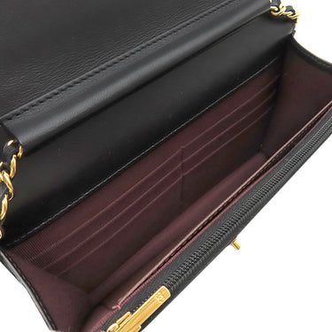 シャネル CHANEL マトラッセ チェーンウォレット ブラック ラムスキン チェーンウォレット ゴールド金具 黒 チェーンショルダー