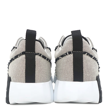 エルメス HERMES バウンシング H252010Z 02340 黒 キャンバス ゴートスキン #37.5 スニーカー 白 黒 フリンジ