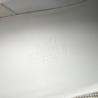 エルメス HERMES バウンシング H252010Z 02340 黒 キャンバス ゴートスキン #37.5 スニーカー 白 黒 フリンジ