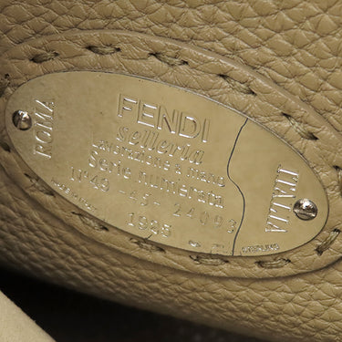 フェンディ FENDI ピーカブー セレリア ベージュ レザー ハンドバッグ シルバー金具 茶 ショルダーストラップ欠品