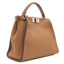 フェンディ FENDI ピーカブー セレリア ベージュ レザー ハンドバッグ シルバー金具 茶 ショルダーストラップ欠品