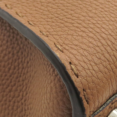 フェンディ FENDI ピーカブー セレリア ベージュ レザー ハンドバッグ シルバー金具 茶 ショルダーストラップ欠品