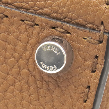 フェンディ FENDI ピーカブー セレリア ベージュ レザー ハンドバッグ シルバー金具 茶 ショルダーストラップ欠品