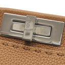 フェンディ FENDI ピーカブー セレリア ベージュ レザー ハンドバッグ シルバー金具 茶 ショルダーストラップ欠品