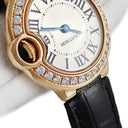 腕時計 カルティエ Cartier バロンブルー 28mm WE900251 クオーツ レディース K18PG無垢 純正ダイヤ ローマン 青針 シルバー