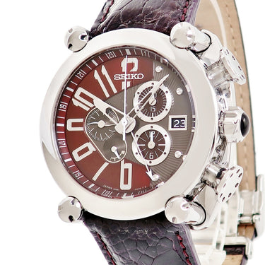 腕時計 セイコー SEIKO ガランテ スプリングドライブ クロノグラフ SBLA027 5R86-0AA0 自動巻き メンズ ボルドー×グレー GMT