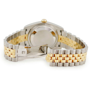 腕時計 ロレックス ROLEX デイトジャスト 36 116233 D番 自動巻き メンズ D番 K18YG×SS コンビ 彫りコンピューター ブラック