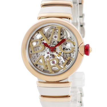 腕時計 ブルガリ BVLGARI ルチェア スケルトン LUP33SG 102878 自動巻き レディース K18PG無垢×SS コンビ ダイヤ サファイア