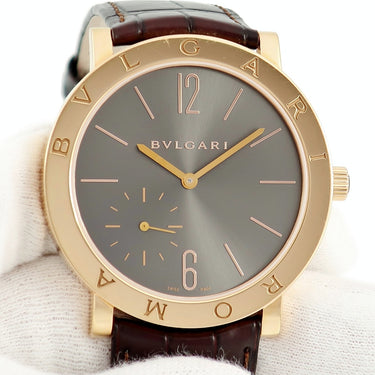 腕時計 ブルガリ BVLGARI ブルガリブルガリ 102505 BBP41GXTRO 手巻き メンズ K18PG無垢 グレー スモールセコンド
