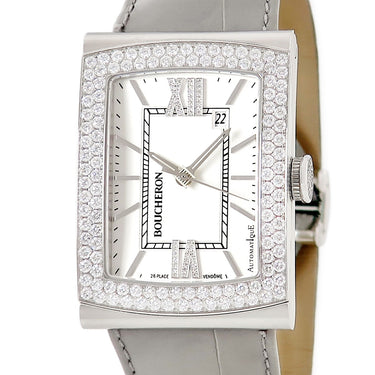 腕時計 ブシュロン BOUCHERON リフレ XL WA009213 自動巻き メンズ 純正ダイヤ デイト 角型 バー ローマン シルバー